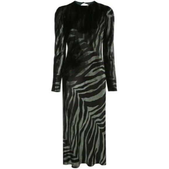 NWT Michelle Mason Velvet Zebra Cutout Backless Midi Dress $780 - Picture 2 of 16